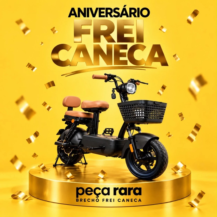 Aniversário Frei Caneca: a moto elétrica sorteada no dia 14 de novembro